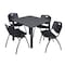 Kee Kee Square Table & Chair Set, Wood, Metal, Plastic Top, Grey TB4848GYBPBK47BK - alternate 1